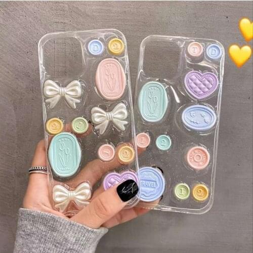 Gimfun Luxury Cartoon Stamp Phone Case for IPhone 12 11 Pro Max Xr Xsmax 7 8 Plus Soft Tpu Macaron Color Case Cover