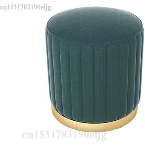 Nordic Sofa Stool Light Luxury Shoe Changing Stool Round Stool Creative Living Room Low Stool Fabric Foot Stool Dressing Table S