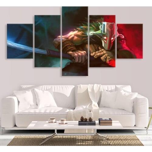 Modern Canvas Paintings Modular Game Poster 5 Pieces 2 DotA Juggernaut Wall Art Home Decor Boys Room HD Printed Pictures Artwork