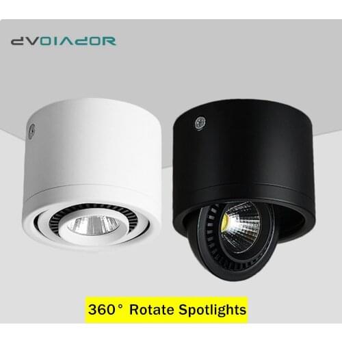 Dimmable COB LED Downlight Surface Mounted Light Fixture 360 Degree Rotating lamp for Kitchen Bathroom Living Room Bedroom