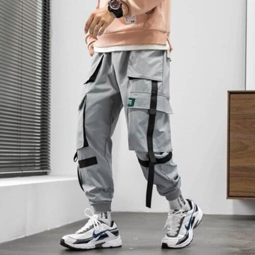 Street Mens Sweatpants Fashion Cargo Pants Mens Stretch Waist Pants Hip Hip Bloomers Mens Multi-Pocket Work Pants 2021
