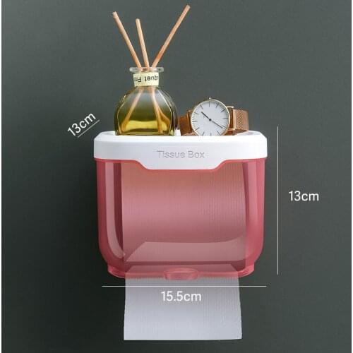Bathroom Waterproof Toilet Paper Holder Wall Mounted Punch Free Paper Dispenser Transparent Storage Box Bathroom Kitchen Supply