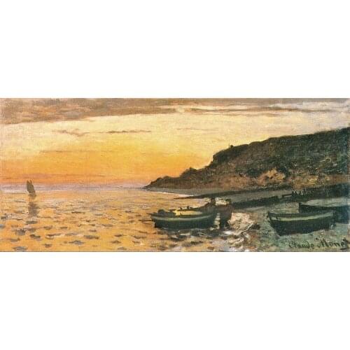 High quality Oil painting Canvas Reproductions Seacoast at Saint-Adresse, Sunset (1864) By Claude Monet Painting hand painted