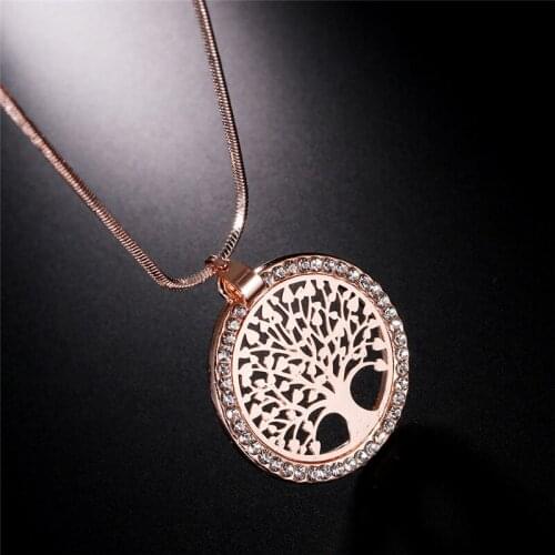 High-ranking Crystal Tree of Life Fashion Necklaces Bijoux Collier Round Pendant Necklace For Women Jewelry Gifts