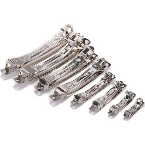 10pcs/lot 3/4/5/6/8/9.8cm Rhodium Spring Hair Clips Automatic Clip Blank Width Setting For DIY Jewelry Making Base Accessories