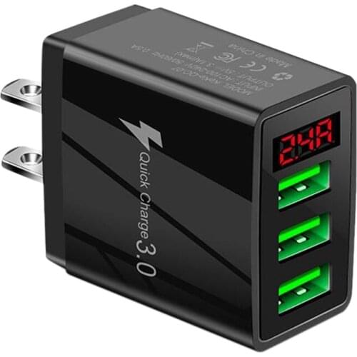 5V 3.1A Charger 3USB Digital Display Fast Charge Charger Smart Phone Charging Adapter for iPhone Xiaomi Samsung