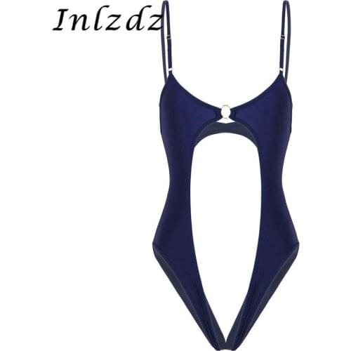 Womens Erotic Lingerie Crotchless Bodysuit Smooth Silky Deep V Neck Sleeveless Open Butt Sexy Leotard Bodysuit Nightwear