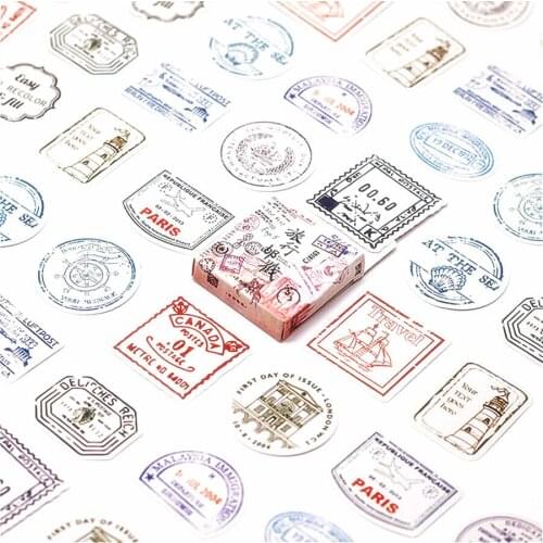 1 Box Lovely Travel the Postmark Pattern Decoracion Stickers Scrapbooking Stickers Student Office Supplie