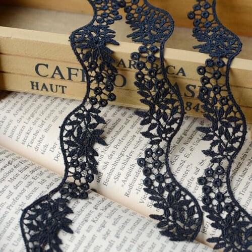 10Yards 2.2cm Embroidred Black Lace Trim Beautiful Water Soluble Sewing Material Accessories DIY Craft YYN322