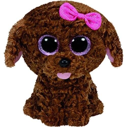 15cm Ty Big Eyes Stuffed Peas Plush Animal Maddie With a pink bow Dog Collectible Doll Childrens Birthday Gift