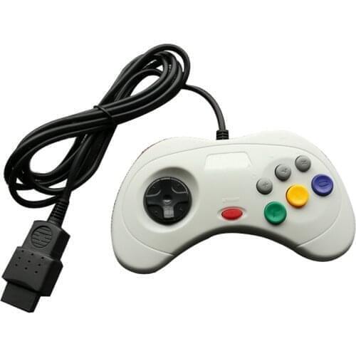 2 PCS a lot Wired Gamepad 6 Buttons for SS interface for Sega Saturn Controller Joystick black whites
