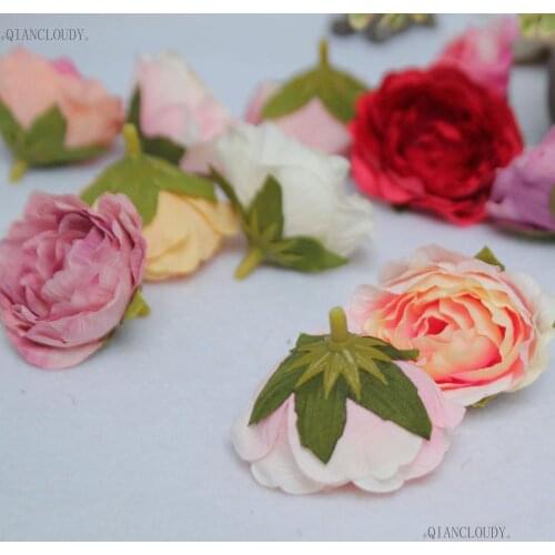 24 PIECES Artificial European Restoration camellia Tea Bud BSilk flower Heads DIY Garland Wreath Scrapbook craft wedding D73