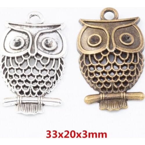 25 pieces of retro metal zinc alloy owl pendant for DIY handmade jewelry necklace making 7782