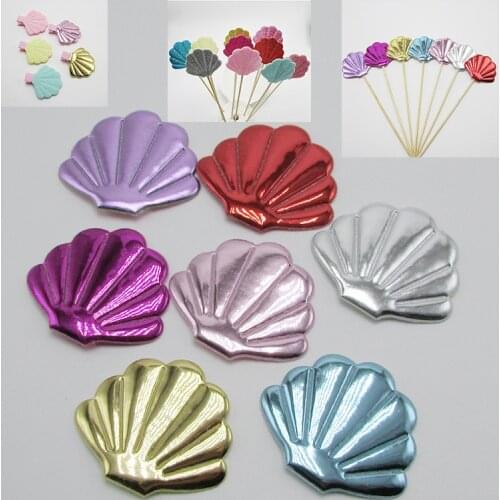 50pcs/lot 4.5x3.8cm Mix colors Pu Shell Padded Appliques For Cake Insert Cards and BB Clip Accessories DIY Kid patches