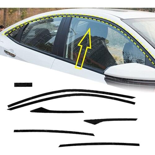 6pcs Glossy Black Window Trims Rain Eyebrow Shield Cover Vinyl Decal Kit Fit for Honda Civic Sedan 2016 2017 2018 2019 2020 2021