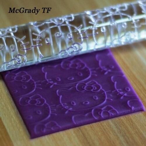 Acrylic Rolling Pin Kitty Cartoon Style For DIY Cake Decoration Rolling Pin Pastry Roller Embossing Baking Tools Fondant Tools