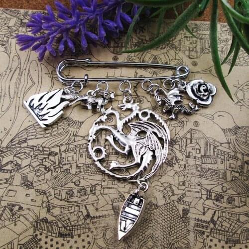 Love Story He is the Dragon Movie Theme Silver Plated Charm Brooch Gift Birthday