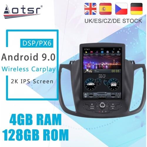 Android 9 128G PX6 Tesla Styel Screen For Ford Kuga 2 Escape 3 2012 - 2019 Radio Stereo Car Multimedia Player DVD GPS Navigation