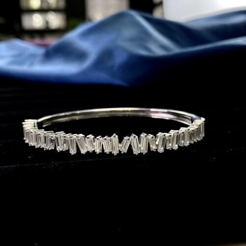 Classic 100% 925 Sterling Silver High Carbon Drill Gemstone Bangles Women 57*49mm Bracelet Wedding Gift Wholesale