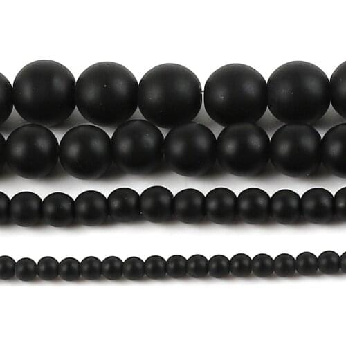 High Quality Frosted Loose Glass Beads 4-12 mm Natural Matte Onyx Black Round Beads For Jewelry Handmade Jewelry Accessory
