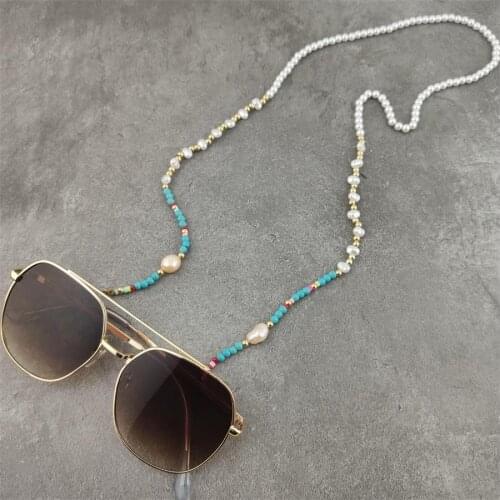 Fashion Pearl Reading Glasses Stone Bead Chain Sunglasses Eyewears Cord Holder Neck Strap Rope Necklace Eyeglass String Lanyard