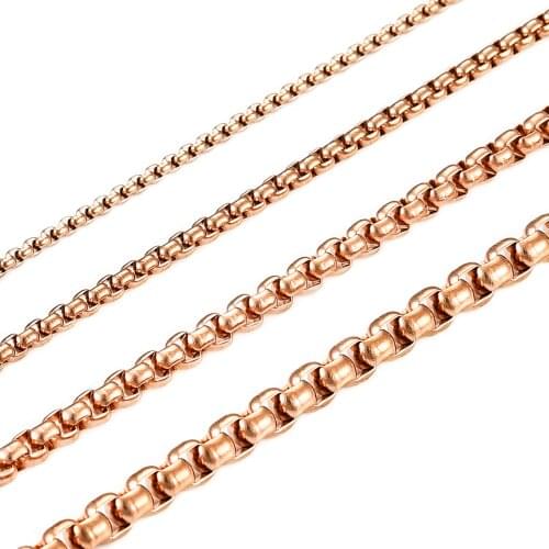 316L Fashion Rose Gold Color Stainless Steel Nelclace Women Men Cuban Chain Top Quality Link Chain Jewelry Gift