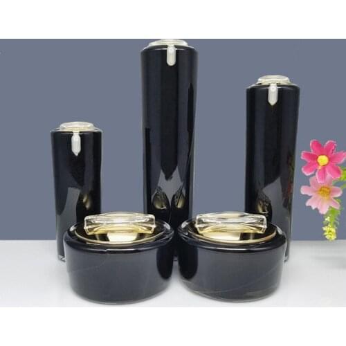 Black Gold Acrylic Cream Jar Cosmetic Bottle Container Jar Acrylic Lotion Pump Bottle 15g 30g 50g 30ml 50ml 100ml F028
