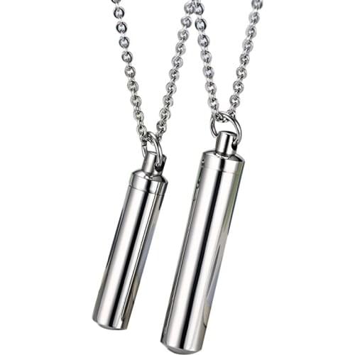 Men Woman Capsule Necklace Openable Cylindrical Pill Case Pendants Stainless Steel Remembrance Gift Jewelry