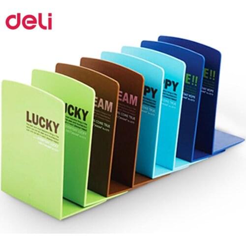 Deli Durable plastic Book End Shelf Bookend Holder 4Colours Home & School Office Stationery Standards plastic One Pair Bookends