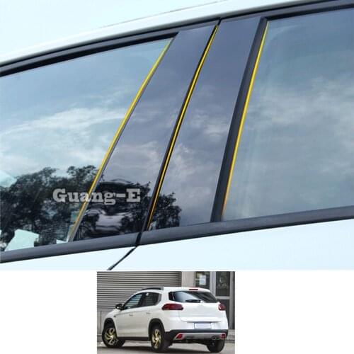 For Citroen C3-XR C3XR 2015-2019 2020 Car PC Material Pillar Post Cover Door Trim Window Piano Black Molding Sticker Parts