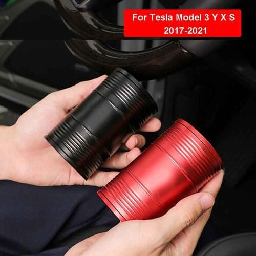 For Tesla Model 3 X S Stainless Steel Cup Holder Ashtray Tobacco Ash Tray Storage Cup Container Black Red