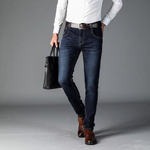 Classic Style Stretch Jeans Trousers mans Clothes 2019 Black Blue Elasticity Skinny Jeans Business Casual Male Denim Slim Pants