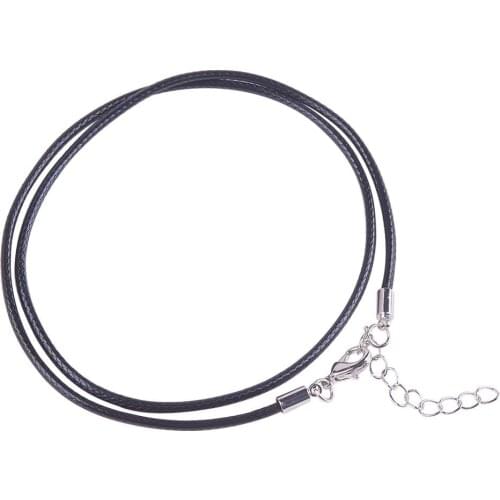 Cotton Wax Cord Necklace Makings, with Zinc Alloy Lobster Claw Clasps and Brass Findings, Nickel Free, Platinum Metal Color