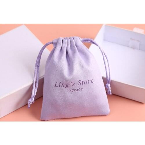 100 Personalized Flannel Velvet Drawstring Bags Jewelry Pouches for Ring Necklace Bracelets Earring Wedding Favor Gift Packaging