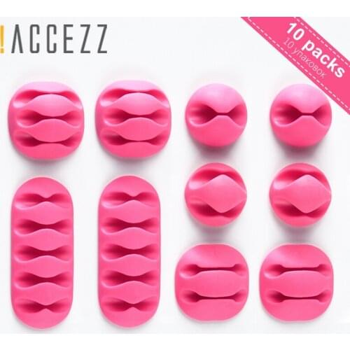 !ACCEZZ Desktop Cable Organizer Wire Winder Management Headphone Holder Mouse Cord Silicone Clips USB Cable For iPhone Micro USB