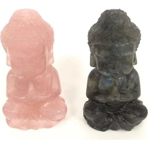 Natural Rose Quartz Buddha Crystal Carved Rose Quartz Buddha For Decoration YHM