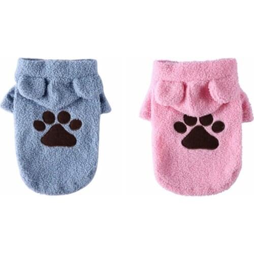 Pet Autumn And Winter Velvet Warm Dog Clothes Thickened Hooded Sweater For Small And Medium Dogs Pullover Jacket Pet Apparel