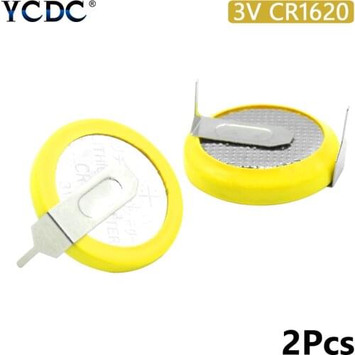 2x 3V Soldered CR1620 Battery With 2 Pins For Main Board Remote Control Toy mounting pins/tabs single use