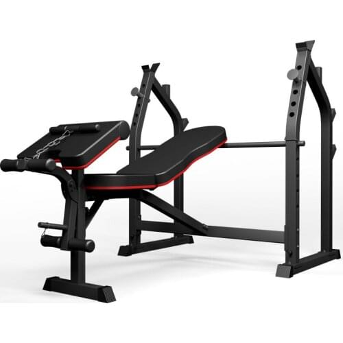 Bench Press Home Fitness Equipment Barbell Mens Bench Press Bench Squat Rack Multifunctional Folding Weightlifting Bed XJ