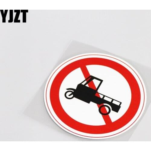 YJZT 10.3CM*10.3CM Fun Prohibit Tricycle Traffic Reflective Car Sticker Decal PVC Accessories 13-0102