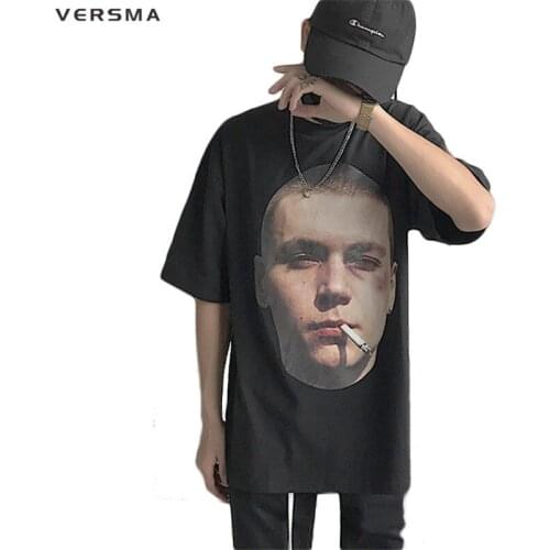 VERSMA 2017 American High Street Head Printed Oversize T-shirts Men Women Summer Fashion Korean Harajuku BF Loose Men Tee Shirts
