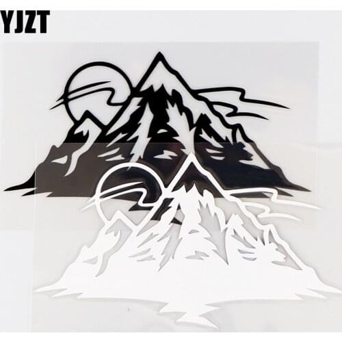 YJZT 15.5×8.6CM Vinyl Decal Sun Mountain Nature Island Beautiful Car Stickers Black / Silver 10A-0612
