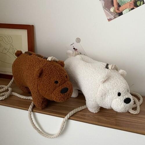 Cartoon Bear Shaped Women Handbags Portable Plush Crossbody Bag Girls Cute Daily School Shoulder Messenger Bags 2021 New Fashion