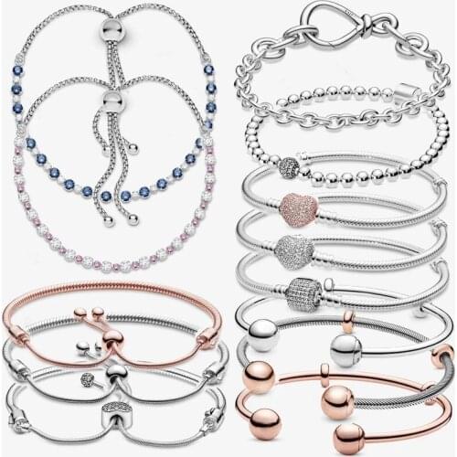 Summer Fashion Jewelry Women 925 Sterling Silver Friendship Bracelet DIY Designer Charm Fit Original Pandora Beads Gift Bangle