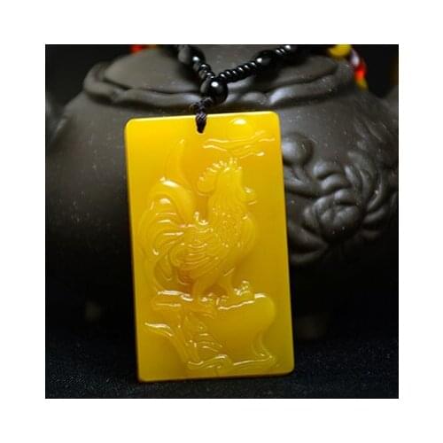 Zheru jewelry natural yellow dragon jade big cock pendant necklace exquisite jewelry best gift