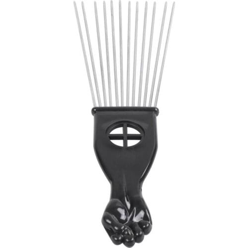 1PC Professional Salon Use Black Metal African Pick Comb Hair Combs Insert Hair Pick Comb Wide Teeth Fork Hair Curly Brush Comb
