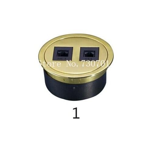 2019 Furniture desktop round socket with tel and internet connector cable cubby silver black customized made color 100 pcs