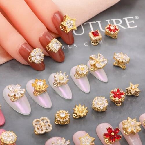 2Pcs 3D Metal Zircon Nail Art Jewelry Japanese Nail Decorations Rotating Luxury Crystal Rhinestones For Manicure Accessories