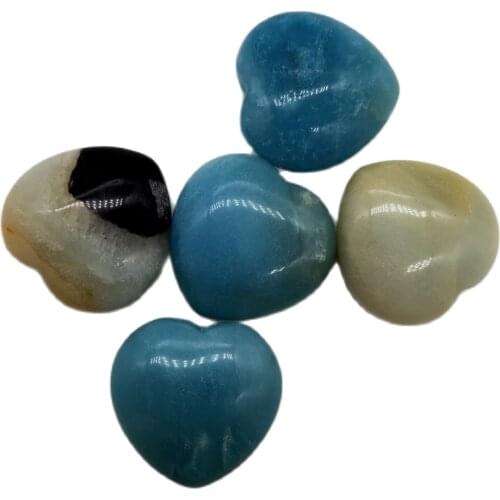 2pcs Pretty tiny gorgeous Natural amazon stone Heart Reiki healing crystal Stone