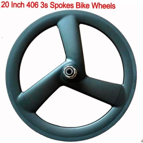20" Carbon Bmx 406 Fold Kid Small Bike Tri Spoke Road Bicycle Wheels 20inch Disc Three Clincher Wheelset Front 100 Rear 130 135